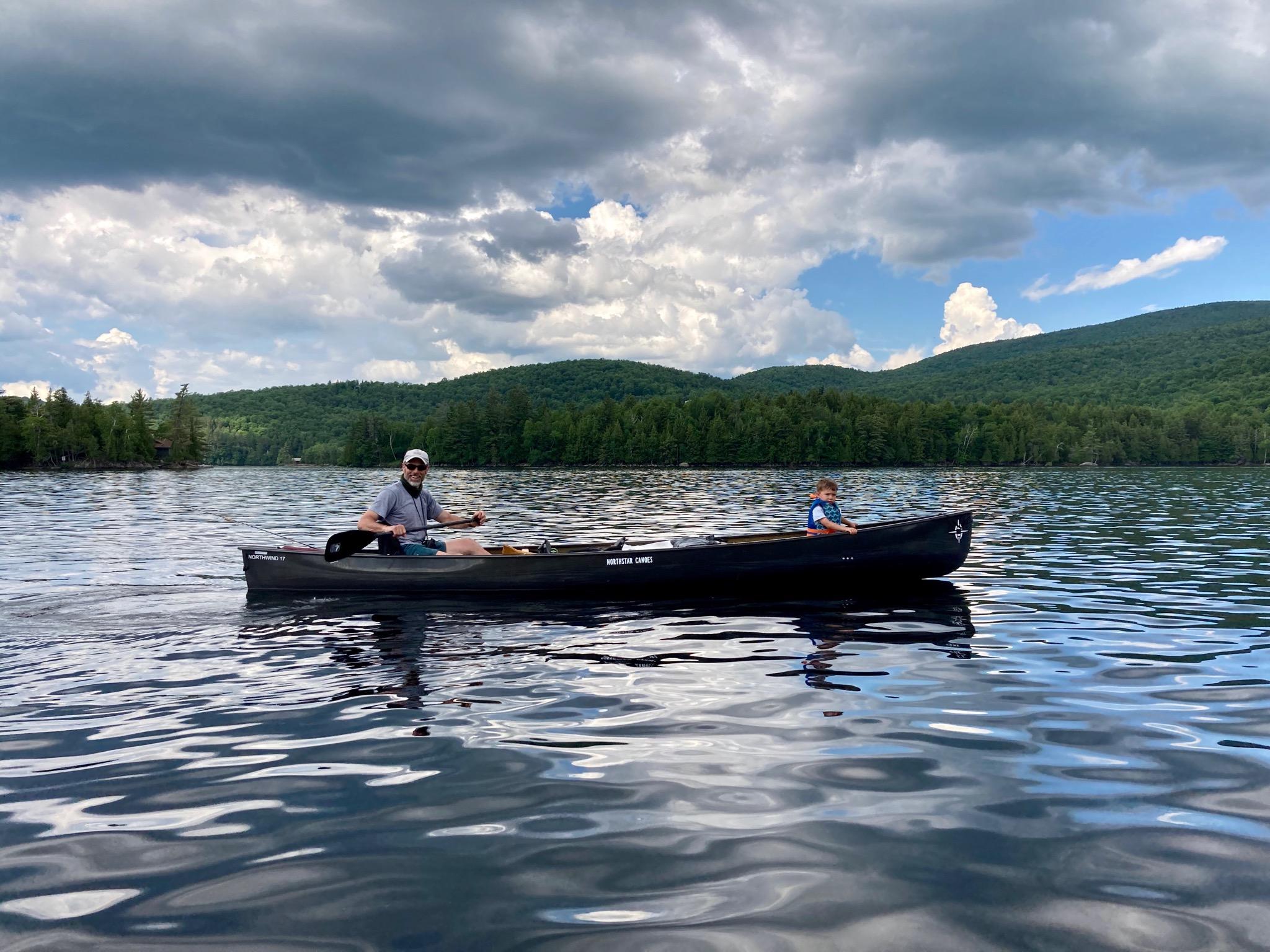 Thomas and Bud canoeing.