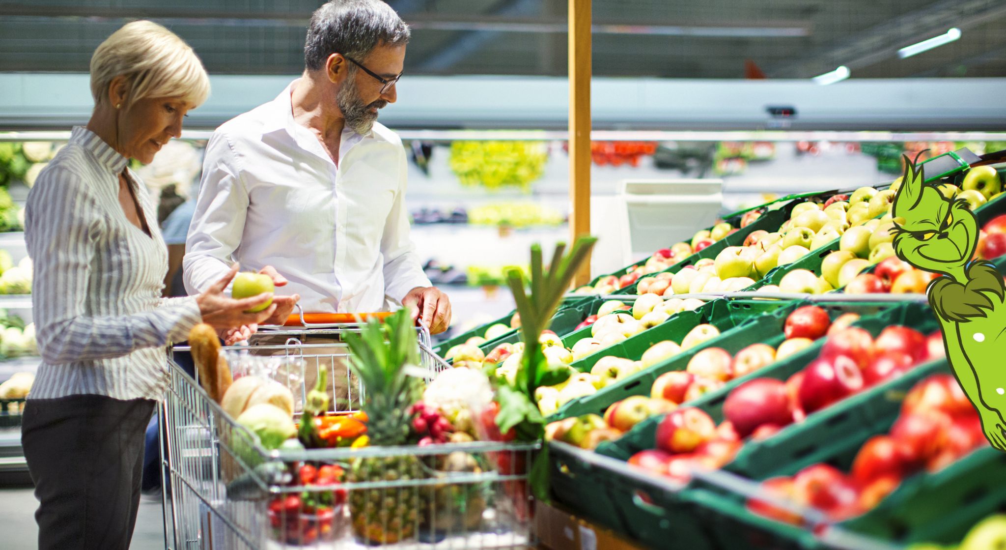 Two people looking at produce.